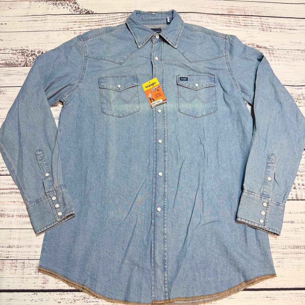 Wrangler Cowboy Cut Shirt LT Western Snap Denim Light Blue 70127LB